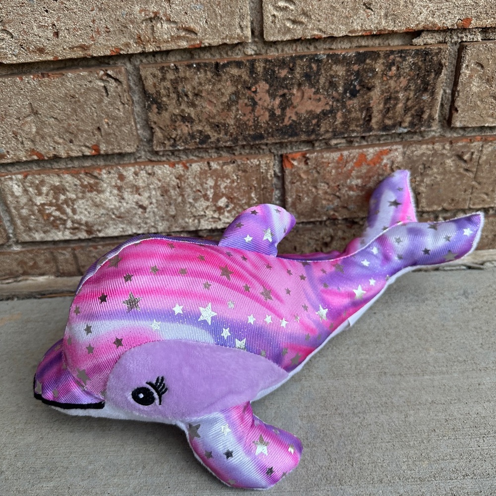 BMI Plush Pals Pink Purple Shimmer Sparkle Dolphin Soft Stuffed Animal 14"